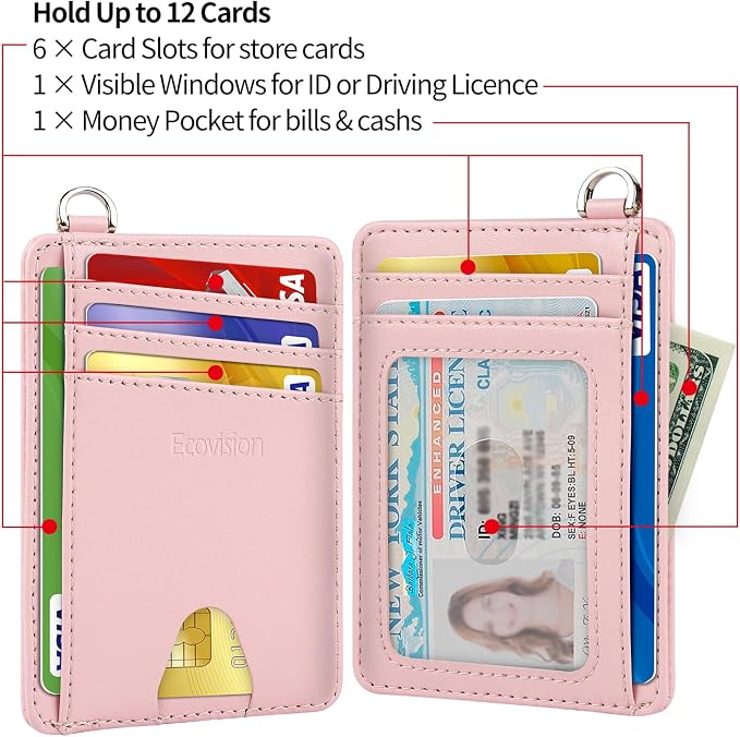 Slim Minimalist Front Pocket Wallet, RFID Blocking Credit Card Holder Wallet with Detachable D-Shackle for Men Women