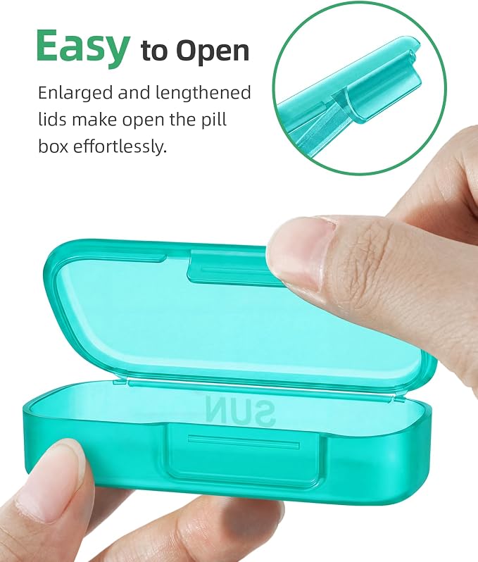 PULIV Weekly Pill Organizer with Large Capacity, Dual Protection Pill Box 7 Day, Arthritis Friendly Pill Case Easy to Open, Medicine Organizer for Vitamins, Medications, Fish Oils, Supplements (Cyan)
