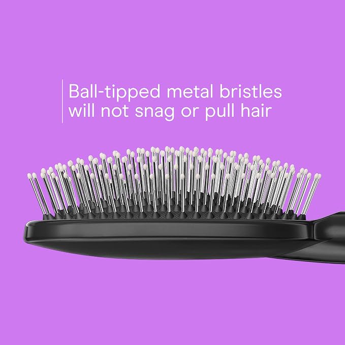 Conair Salon Results 3-Pack Hair Brushes, Detangling Hair Brush for Men and Women, For All Hair Types, Metal Bristles and Cushion Base, Black