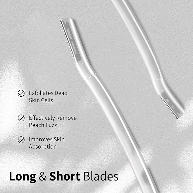 Dermaplane Razor for Women, Facial Razor, Peach Fuzz Remover, 5ct Clear | Disposable Dermaplaning Tool for Facial Hair Removal & Exfoliation, Microblade Design, Easy Replacement for Home & Travel