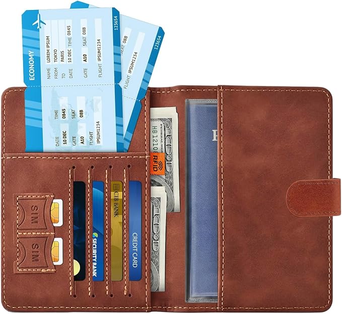3-Pack Passport Holder + 2 PVC Covers, RFID, PU Leather(Brown) | Waterproof,scratchproof, dustproof. Lightweight, slim. Keeps cards & travel docs organized for men & women