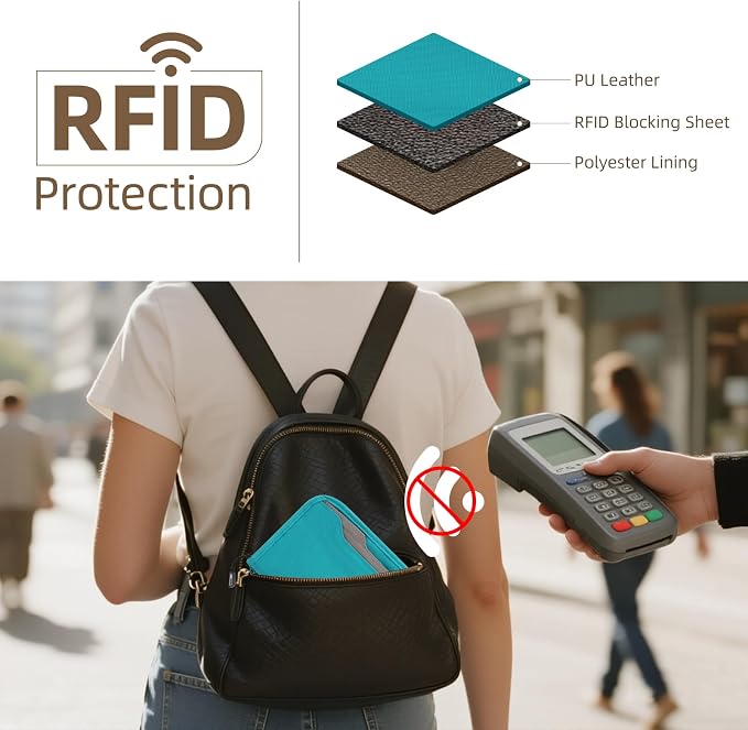 Passport Holder Family RFID Passport Wallet, Passport Holder Women/Men, Travel Wallet Documents Organizer Zipper Case with Removable Wristlet Strap, Travel Essentials for Flying