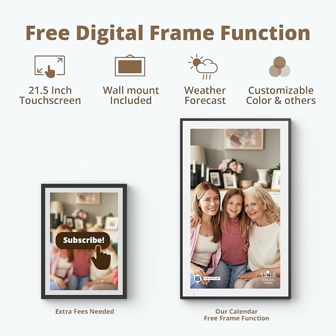 Dragon Touch 21.5" Digital Calendar Chore Chart – 1080P Full HD Interactive Touchscreen, Smart Family Planner, Hearth Display Digital Calendar Wall & Desk Mountable for Seamless Scheduling Black