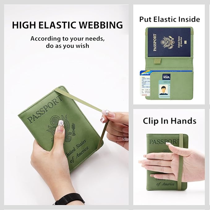 Melsbrinna Premium Leather Passport Holder Covers Case, Waterproof Rfid Blocking Travel Wallet Passport Holder with Pen Holder, Cute Passport Book for Women/Men