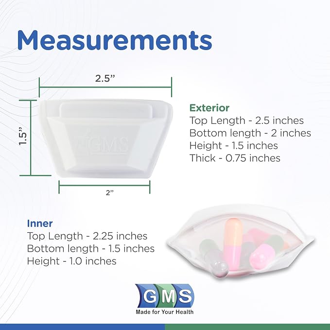 GMS Squeezable Pocket Pill Case - Small, Lightweight Pill Organizer Ideal for Travel - Holds Medicines Securely - Sturdy Design with Easy Fuss-Free Access - 2 Inch Pocket Sized & Discreet - 2 Pack
