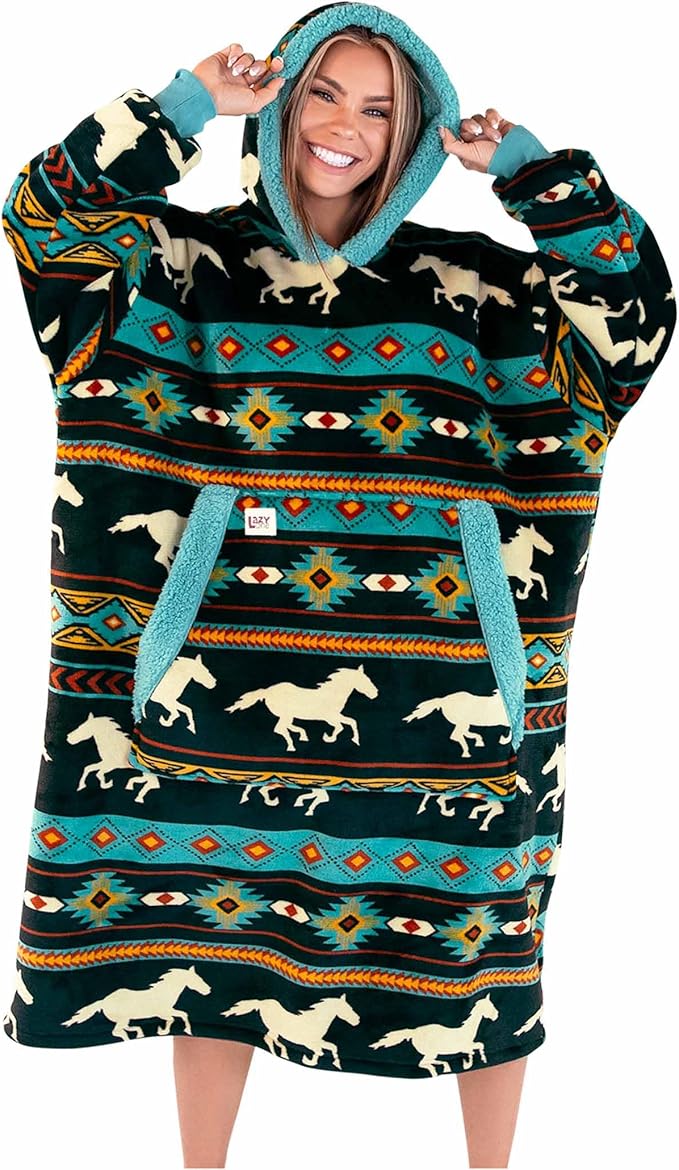 LazyOne Oversized Blanket Hoodie, Oversized Hoodies for Women and Men, One Size Fits All Wearable Blankets