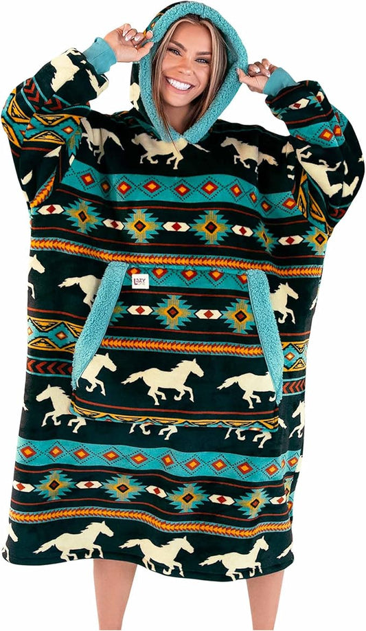 LazyOne Oversized Blanket Hoodie, Oversized Hoodies for Women and Men, One Size Fits All Wearable Blankets