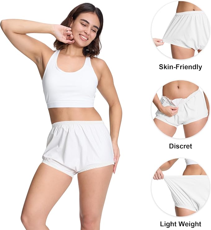Womens Waterproof Incontinence Pants Leakproof Adult Diaper Covers Plastic Rubber Underwear Alternative(White，4XL)