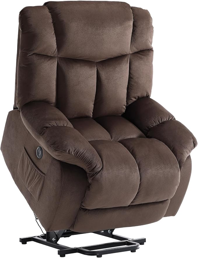 Power Lift Electric Recliner Chair for Elderly- Heavy Duty and Safety Motion Reclining Mechanism-Antiskid Fabric Sofa for Living Room, Chocolate