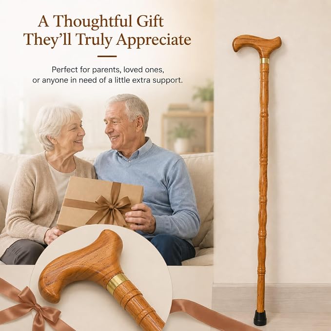 Wooden Walking Canes for Men and Women, Natural Rosewood Walking Sticks for Senior Support, Up to 500 Lbs Walking Stick, Heavy-Duty Walking Cane for Men, Suitable for Gift