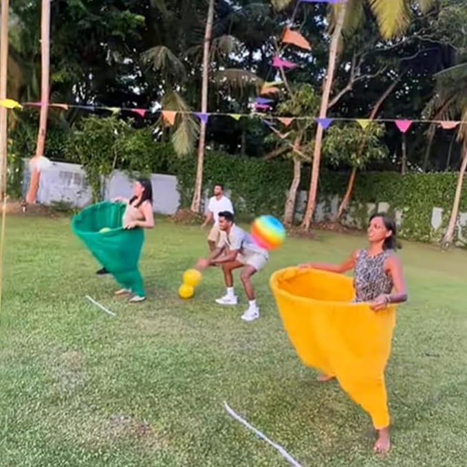 Granny Pants Yard Game Set with Bouncy Balls | Giant Outdoor Tossing Game for Adults & Family Parties | Team Relay Lawn Fun (2 Pants + 12 Balls)