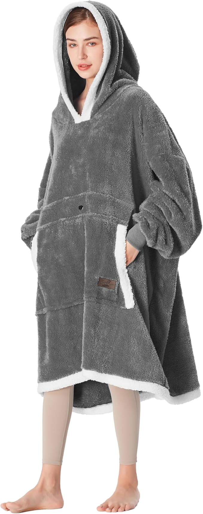 Catalonia Oversized Blanket Hoodie Sweatshirt, Wearable Sherpa Lounging Pullover for Adults Women Men