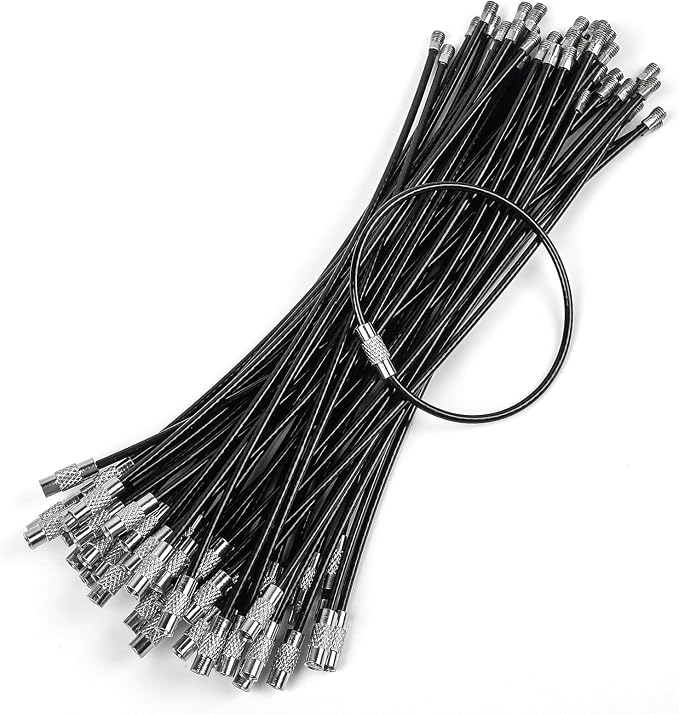 Uniclife 4 Inch Wire Keychain Cable Heavy Duty Stainless Steel Key Ring | Large Holder for Luggage Tag Keeper Travel, 1.8 mm Braided, 4.8 Inch Length, 1.6 Diameter, 80 lbs Hold, Corrosion Resistant