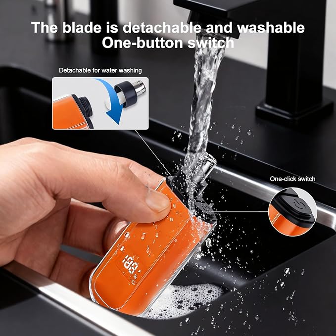 2026 Men & Women Professional Ear and Nose Hair Trimmer, Travel-Friendly IPX7 Waterproof, USB Rechargeable, Painless Quiet, Easy to Clean Dual Edge Blades，Orange