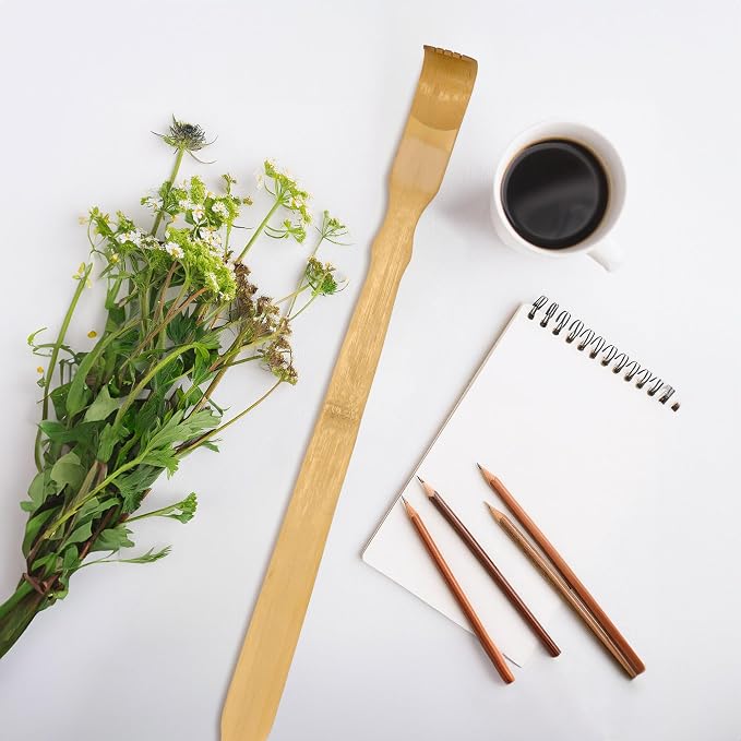 BambooMN 25 Inch Bamboo Wooden Back Scratchers Shoe Horn for Itchy Stress Relief, 20 Units