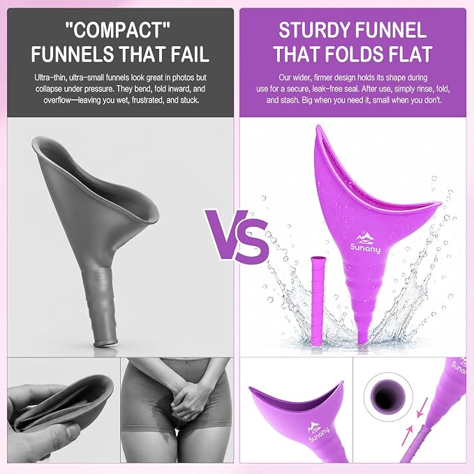 Female Urination Device, Reusable Female Urinal Silicone Women Pee Funnel | Women to Pee Standing Up, The Perfect Companion for Camping,Travel travel outdoor, folds compact, easy rinse