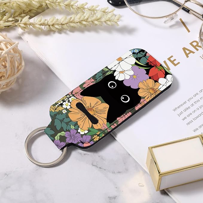 Cute Chapstick Holder Keychain,Lipstick Neoprene Clip-on Lip Balm Holder for Woman