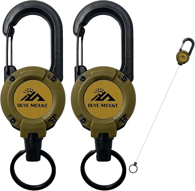 Yojaro Retractable Keychain Heavy Duty 2Pack, Multitool Carabiner Badge Holder, Retractable Keychain Clip Id Holder, Upgraded 58cm Stainless Steel Cord Yellow