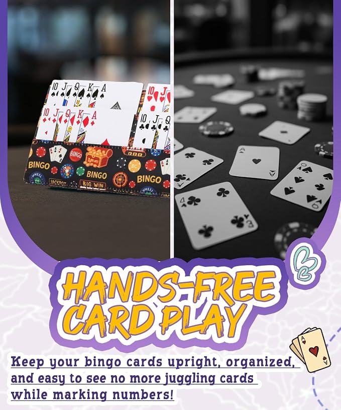 Card Holder for Canasta, Poker, Bridge & Casino Games | Bingo Pull Tabs & Gambling Tickets - Card Game Player Gifts for Adults & Seniors