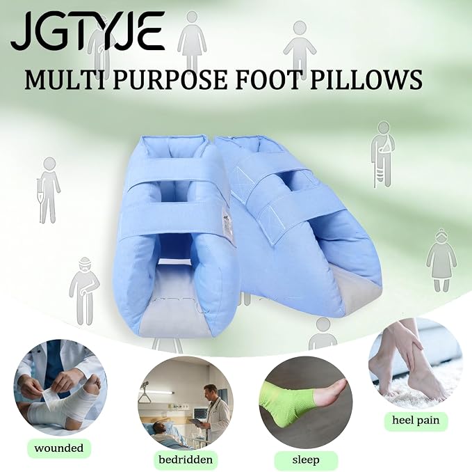 JGTYGE Heel Protector for Pressure Sores, Adjustable Heel Cushion Boot with Open Heel Design for Elderly Bedridden Patients, Ankle Support Pillow for Post Surgery Recovery & Wheelchair Use