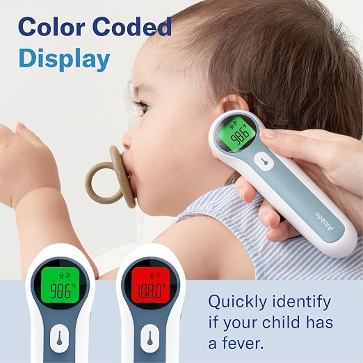 Alcedo Forehead and Ear Thermometer for Adults, Kids, and Baby | Touchless, Instant Read, Medical Grade, Accurate Digital Infrared Thermometer, Pouch & Batteries Included