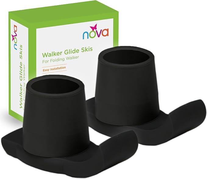 NOVA Medical Products Walker Glide Skis, Universal Fit, One Pair, Black