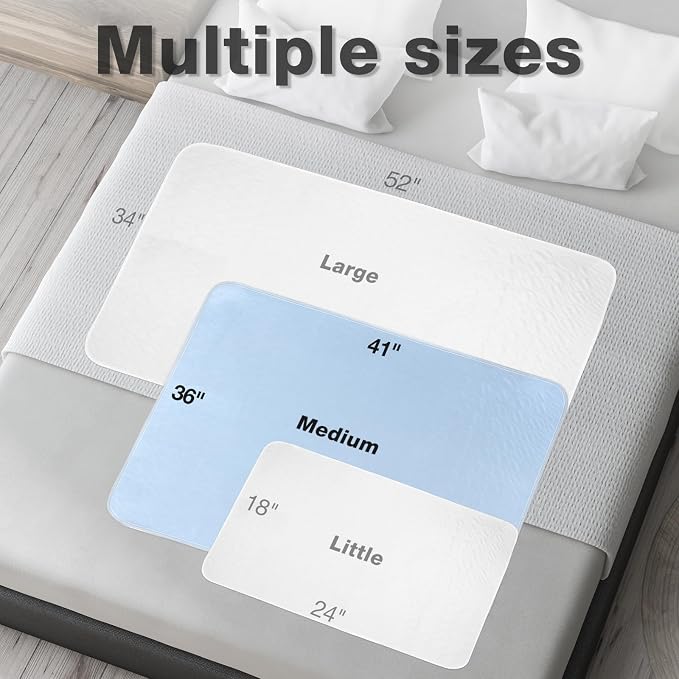 2 Packs Reusable Incontinence Bed Pad, 41" x 36" Inch Washable Pee Pads, Waterproof Bed Pad & Pet Pad, Perfect for Adults, The Elderly and Pets