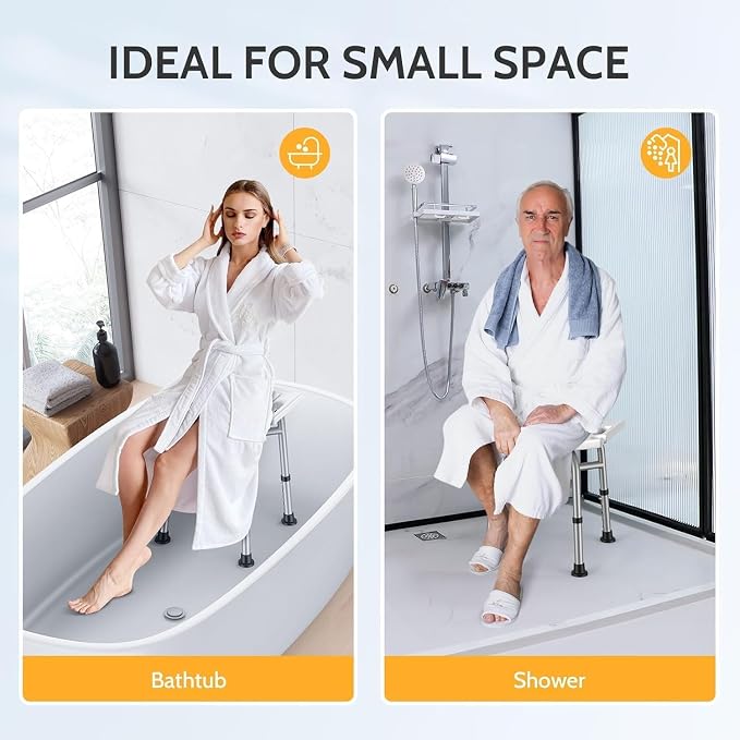 500 lbs Shower Chair for Inside Shower, Heavy Duty Adjustable Shower Stool with Suction Cups, Extra Wide Bath Bench for Adults, Elderly, Quick Assembly Shower Seat for Tub