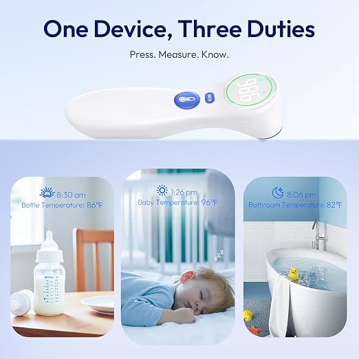 Viproud No-Touch Thermometer for Kids and Adults, 1-Second Reading | Forehead & Object Mode, Fever Indicator, Large Clear LED, Silent Mode, Home Medical, Nurse Accessories, Lifetime Support