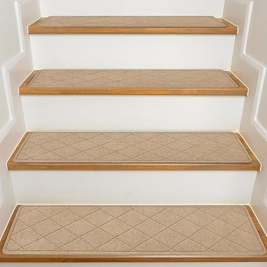 Stair Treads for Wooden Steps, 15 Pack 9" X 30" Non Slip Carpet Stair Treads Indoor with Reusable Adhesive for Elders and Dogs, Pet Friendly Polyester TPR Backing Stair Runner