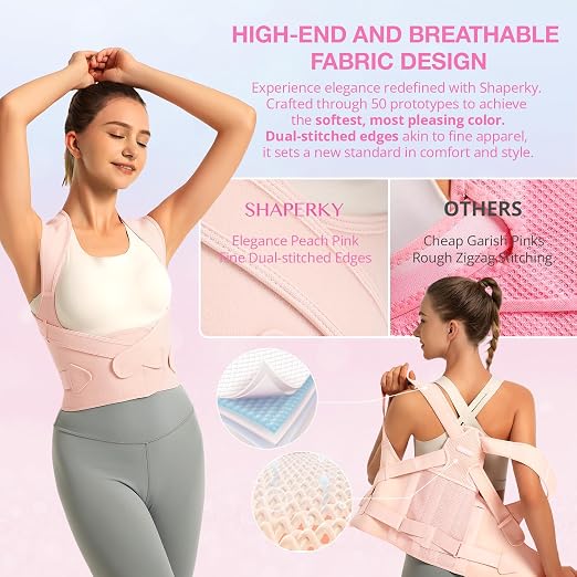 SHAPERKY Posture Corrector for Women for Support: Back Brace for Full Back Support - Adjustable Shoulder Straightener for Women and Men (Small)