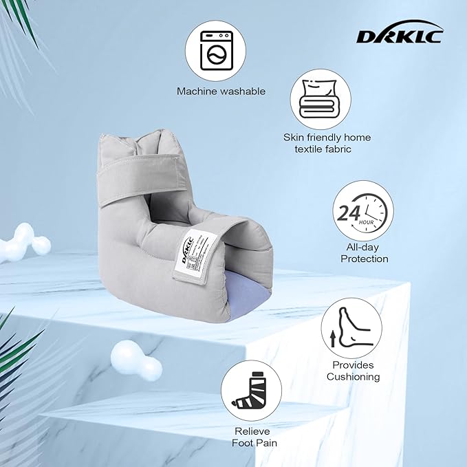 Heel Protector Cushion to Relieve Pressure from Sores and Ulcers, Adjustable Foot Pillow for Bedridden Patients Supplies, Ankle Pillow for Heel Pain