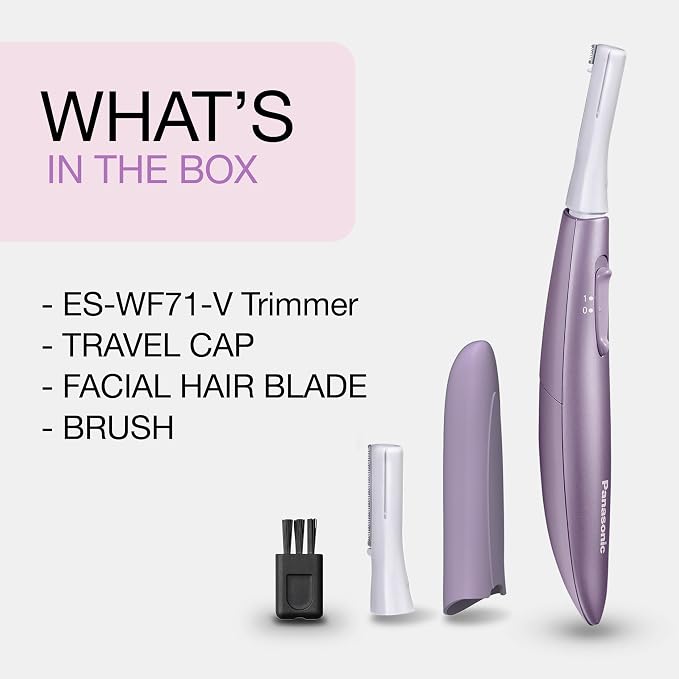 Panasonic Eyebrow & Facial Hair Trimmer for Women, Gentle Face Shaver for Peach Fuzz, Brows & Upper Lip, Flexible Head, Compact Battery-Operated Beauty Tool - ES-WF71-V