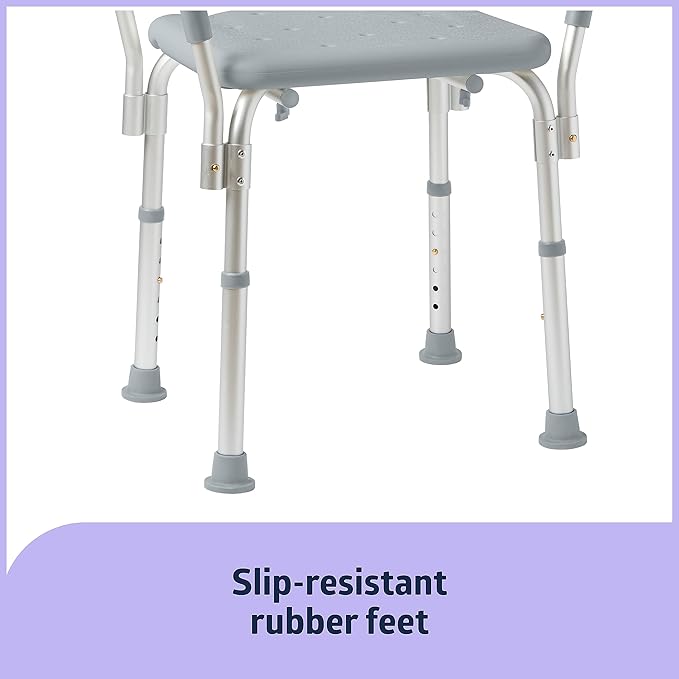 Medline Backless Shower Chair with Arms - 350 lb. capacity, Bench, Stool, Seat for Elderly, Seniors Independent Adult and Disabled Adults