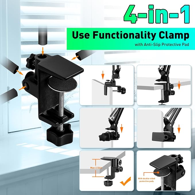 12X Magnifying Glass with Light and Stand, Soldering Helping Hands | 3-Section Swing Arm Workbench Lighted Magnifier, 5 Color Stepless Dimming, LED Desk Lamp with Clamp for Craft Repair Reading