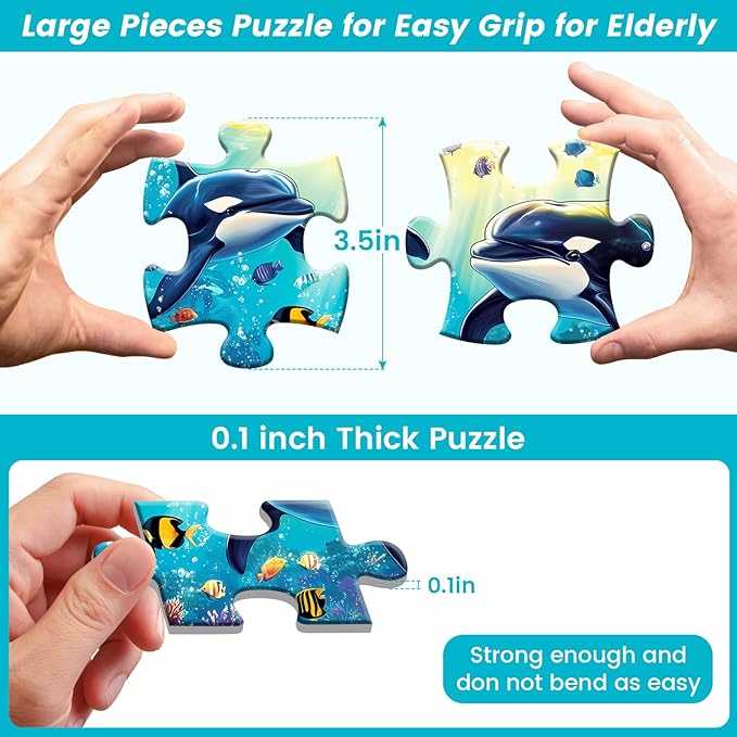 6 Packs 16 Large Piece Puzzle for Seniors, Alzheimer Dementia Puzzles for Elderly Adults, Dementia Alzheimer's Products Activities Memory Cognitive Games Jigsaw Puzzles with 6 Storage Bags