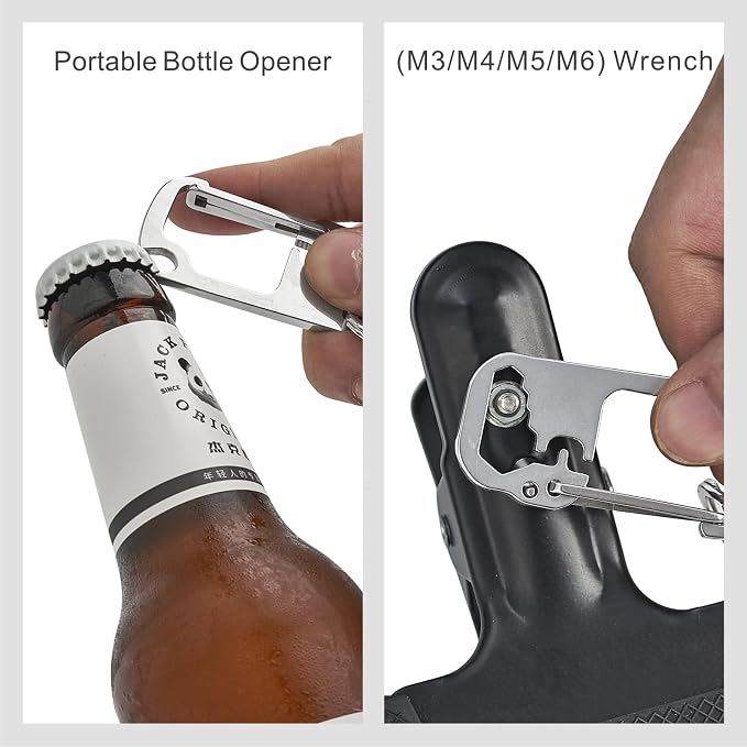 Carabiner Keychain with Bottle Opener for Men, Stainless Steel Carabiner Clip for Car Keys Holder, Mini Multitool Key Chain Clip for Belt Hook, Heavy Duty Key Ring Clip