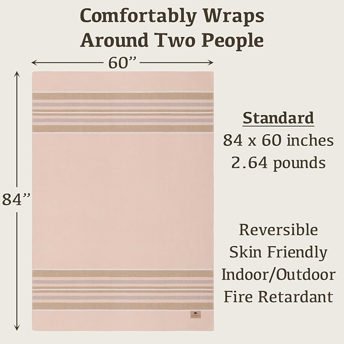 Chubbuck 100% Wool Blanket Camping (60" x 84") - Large Warm Blankets for Camping, Emergency, Outdoor Concerts and Home Use - Fire Retardant Blanket, Soft and Warm Blankets for Winter (Badlands)
