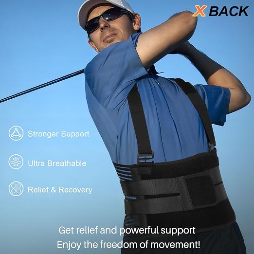 Advanced X-Back Support Back Brace for Lower Back Pain Relief, Lumbar Support Belt with Strong Velcro, Ultra Breathable Back Support Brace for Men and Women Herniated Disc, Sciatica, Arthritis 3XL/4XL