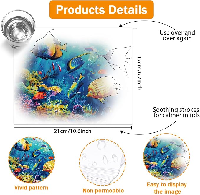 36Pcs Dementia Activities for Seniors,Reusable Water Coloring Set for Dementia Memories Activities, Adults Seniors Toys Games with Painting Brush Drawing Gifts (Mix)