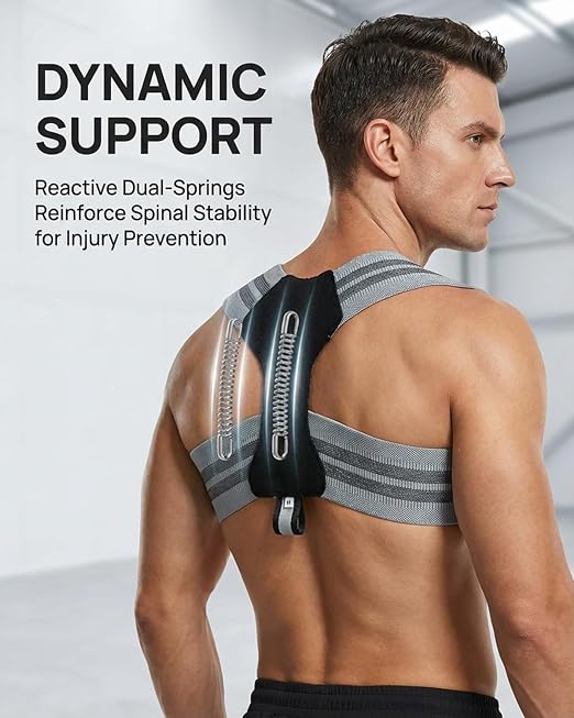 Pro-Gym Back Posture Corrector for Men to Open Shoulders | 8cm Ultra-Wide No-Digging Shoulder Straps, Power-Strap for Easy Solo Wear, Breathable for Workout & Peak Form