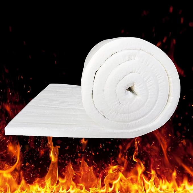 Ceramic Fiber Blanket, Fireproof Insulation Baffle, Rated to 2400F, Size 60"x24", 1" Thick, High-Temperature Resistance for Pizza Oven Stoves, Kilns, Forges, Pipes Insulation