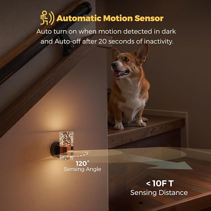 L LOHAS LED Motion Sensor Night Light, Wireless Rechargeable Nightligh | 2 Pack Wall Mounted Nightlights,Motion-Activated Acrylic Night Lights,3000K Dimmable for Bathroom Hallway