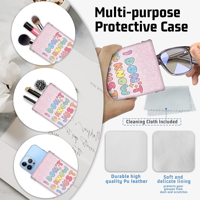 Soft Sunglasses Eyeglass Glasses Case,7x3.5inch Portable PU Leather Squeeze Top Holder Bag Pouch for Women Men