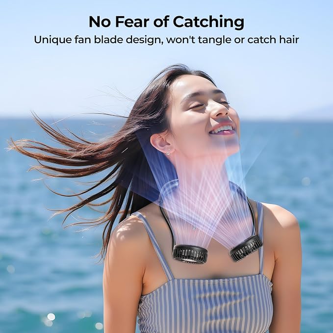 AMACOOL Portable Neck Fan, Lightweight Wearable with Hands-Free Comfort | 360° Adjustable Personal Fan with Ultra Quiet & Strong Wind, Gifts for Men Women Hot Flashes Cruise Travel Outdoor Sports