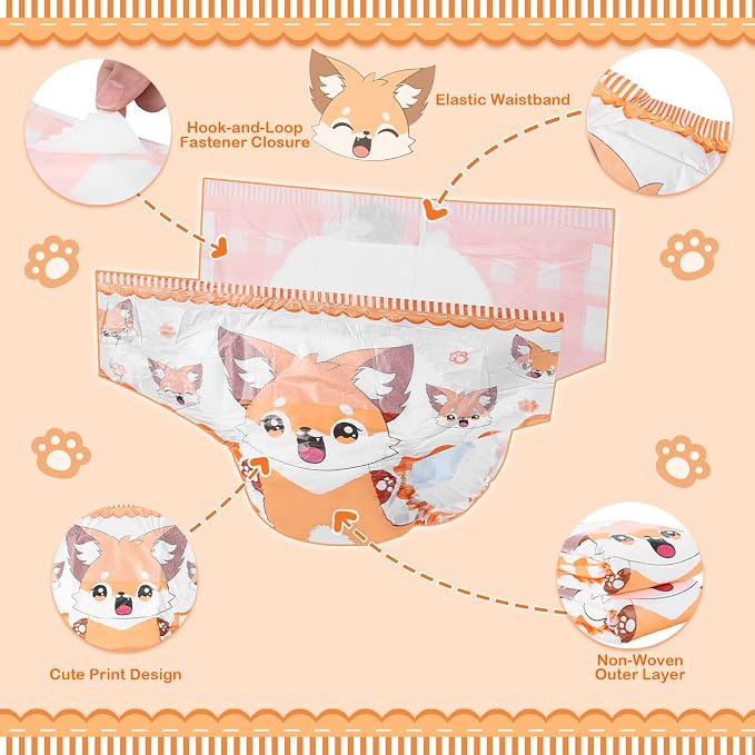 Landofgenie Adult Diaper with Hook-and-Loop Fastener 10 Count, 2 Pattern, L | 5000 mL Absorbency, Side Leak-Proof Barriers, Elastic Cuffs & Waistband