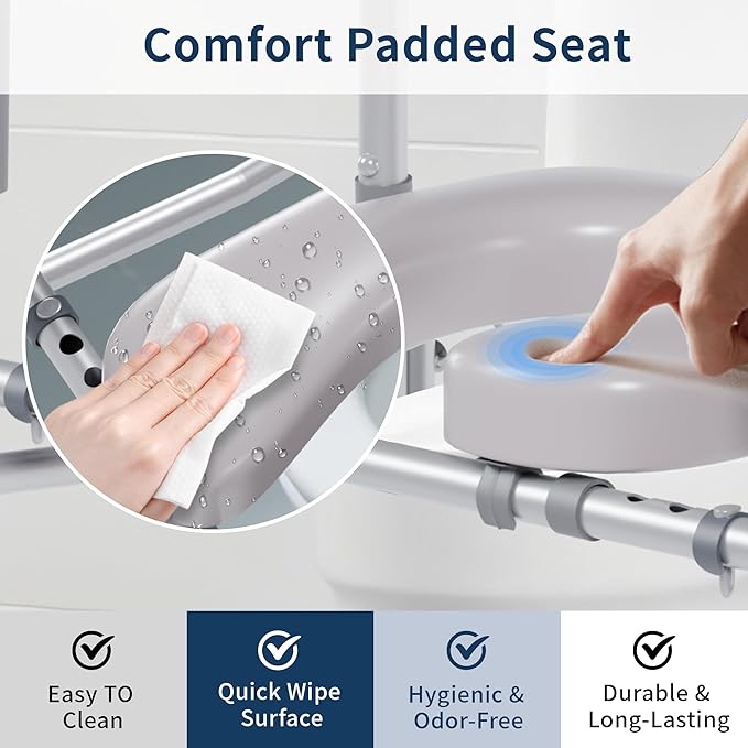 Toilet Seat Riser for Seniors, Raised Toilet Seat with Handles,Adjustable Height & Width, 400lb Raised Toilet Seat with Handles for Elderly, Handicap, Elevated, Pregnant, Fit Any Toilet