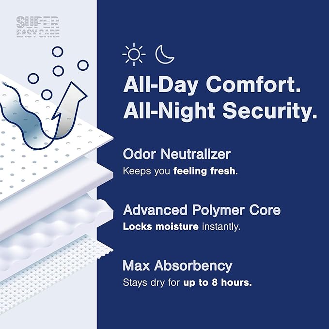 Super Easy XXL Adult Diapers Pack of 10 | Leakproof Disposable Incontinence Underwear | High Absorbency for Men & Women