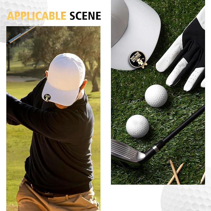 Black Gold Golf Ball Marker with Hat Clip, Funny Golf Accessories for Men Women Dad Mom Grandpa Golf Lover