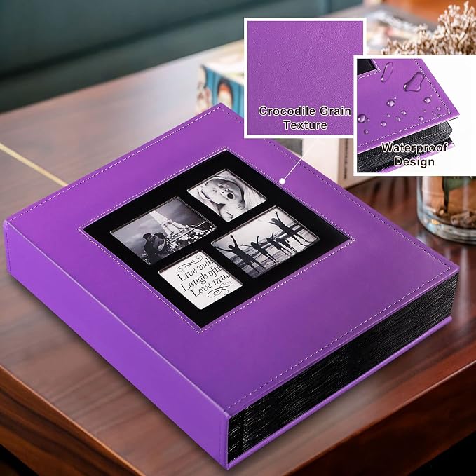 Ywlake Photo Album 4x6 500 Pockets Photos, Extra Large Capacity Family Wedding Picture Albums Holds 500 Horizontal and Vertical Photos Purple